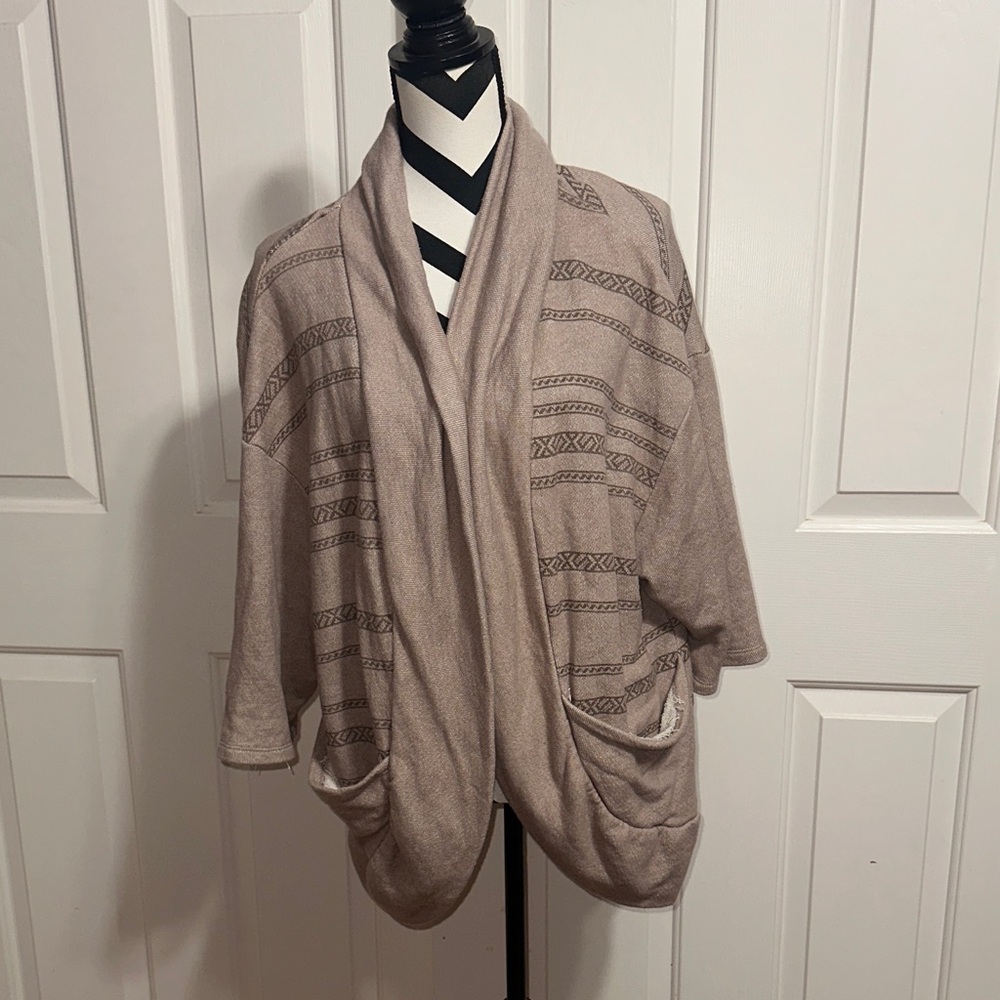 Gentle Fawn Taupe Patterned Women's Open Front Cardigan